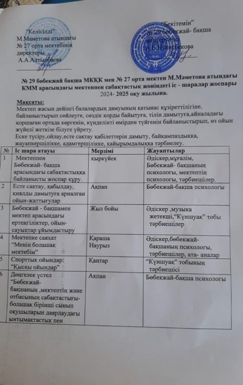 Мектеппен сабақтастық